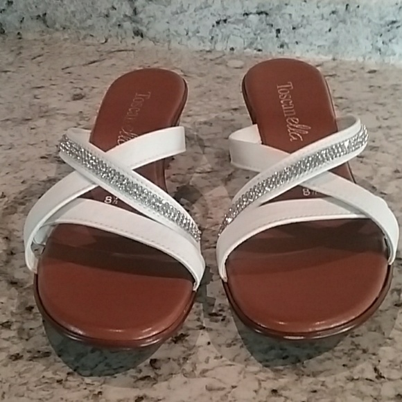 Toscanella Sandals white with jewels size 8.5 - Picture 2 of 6